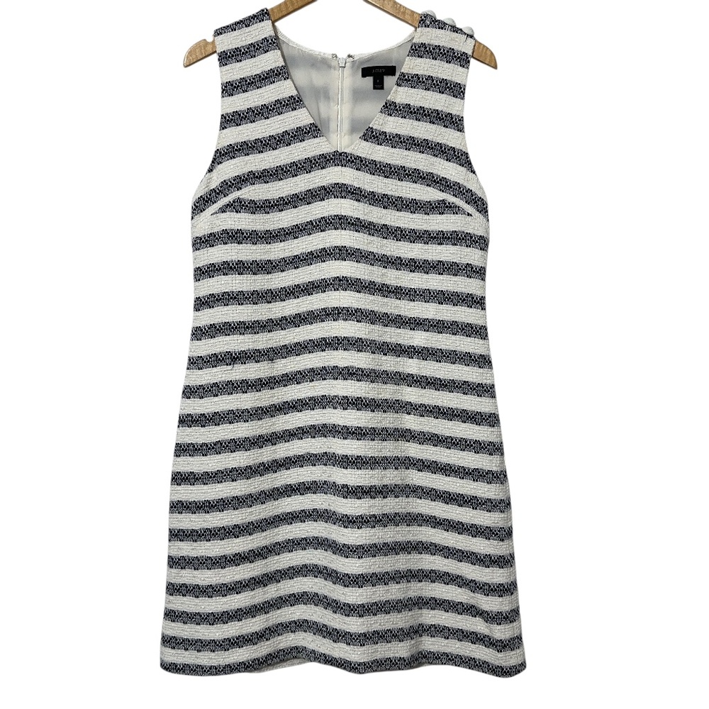 J Crew Womens Tweed Dress Size 8 Sleeveless Gold Button Detail Fall Casual
